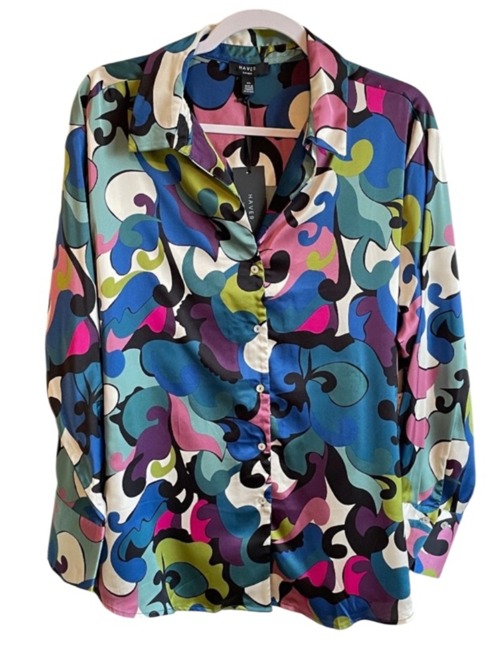 NWT Haver London Shirt Blouse in Abstract Paisley